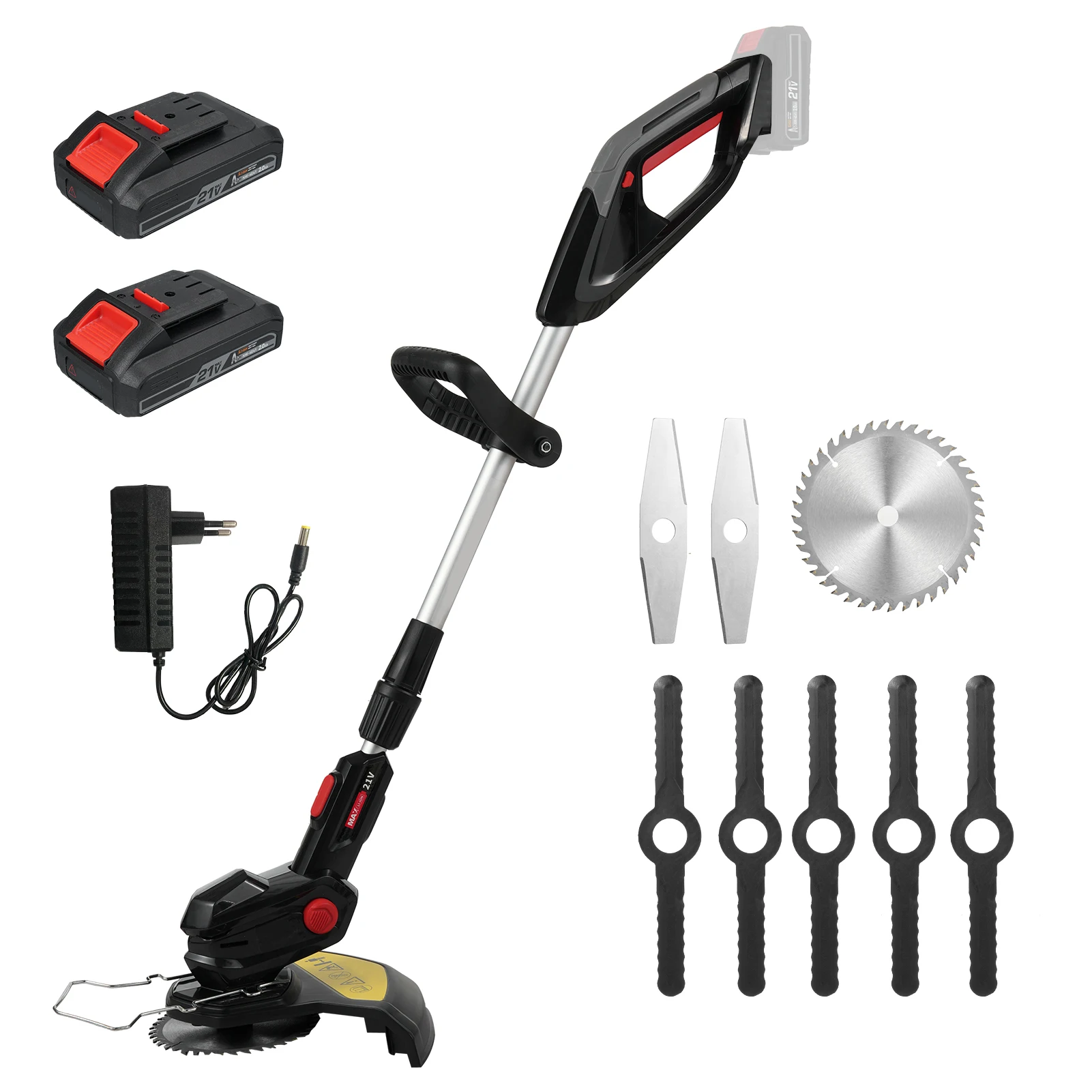 Electric Weed Eater Cordless Lawn Trimmer Weed Wacker Trimmer Lawn Edger Adjustable Length with 3pcs Blades for Garden Yard