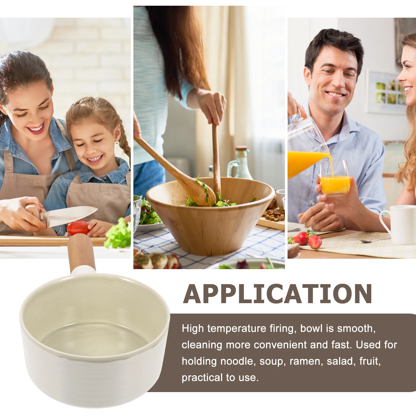 

Ceramic Soup Ramen Compact Food With Salad Handle Reusable Food Bowl Salad Serving Bowl Deep Soup Bowls Kitchen Supply