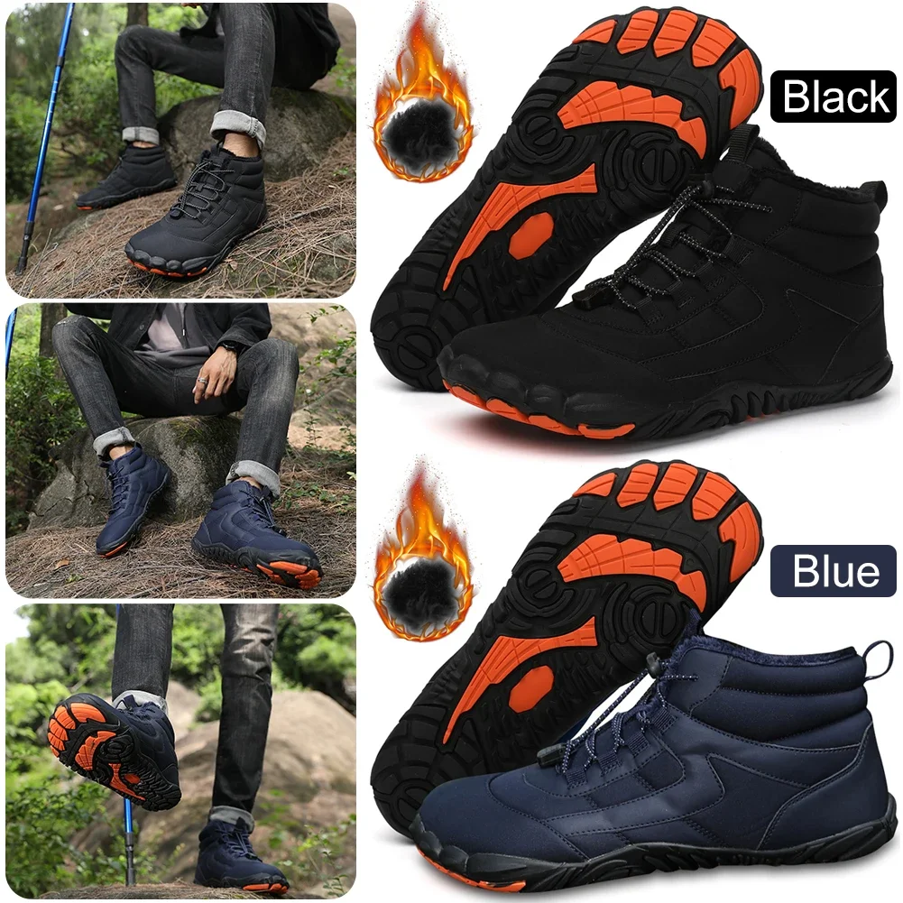 Fur Lined Snow Boots Warm Cozy Snow Boots Soft Women Men Winter Ankle Snow Boots Casual Walking Sneakers for Ski Hiking Camping