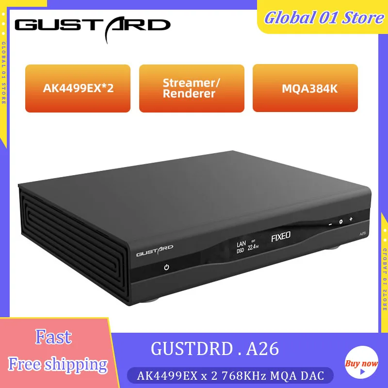 

GUSTARD A26 Dual AK4499EX ЦАП DSD512 PCM768K MQA 384K Сбалансированный аудиодекодер IIS XLR DAC-A26