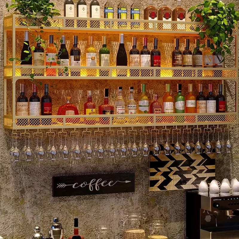 

Vinera Metal Display Cabinet Wall Mounted Lights Beer Nordic Alcohol Bar Cabinet Modern Liquor Arredamento Bar Bar Furniture