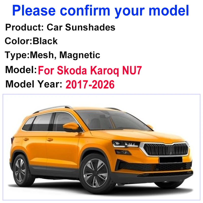 Car Sunshades For Skoda Karoq NU7 Accessories 2017-2026 Sun Shades Anti UV Visors Heat Protective Cover Parasol Net Auto Parts view 2