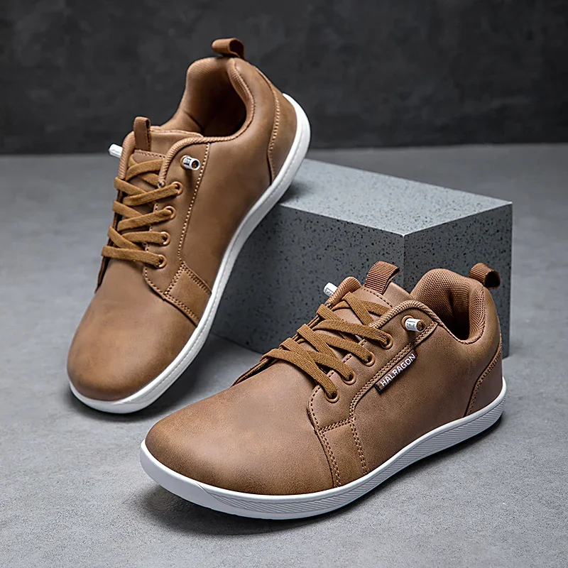 

Mens Barefoot Shoes Fashion Leather Casual Shoes Wide-toed Barefoot Sneakers Soft Bottom Comfort Walking Flats Zapatillas Hombre