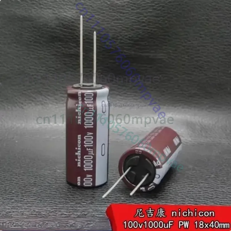 10pcs-japanese-original-nichicon-pw-100v-1000uf-electrolytic-capacitor-high-frequency-low-resistance-18x40mm