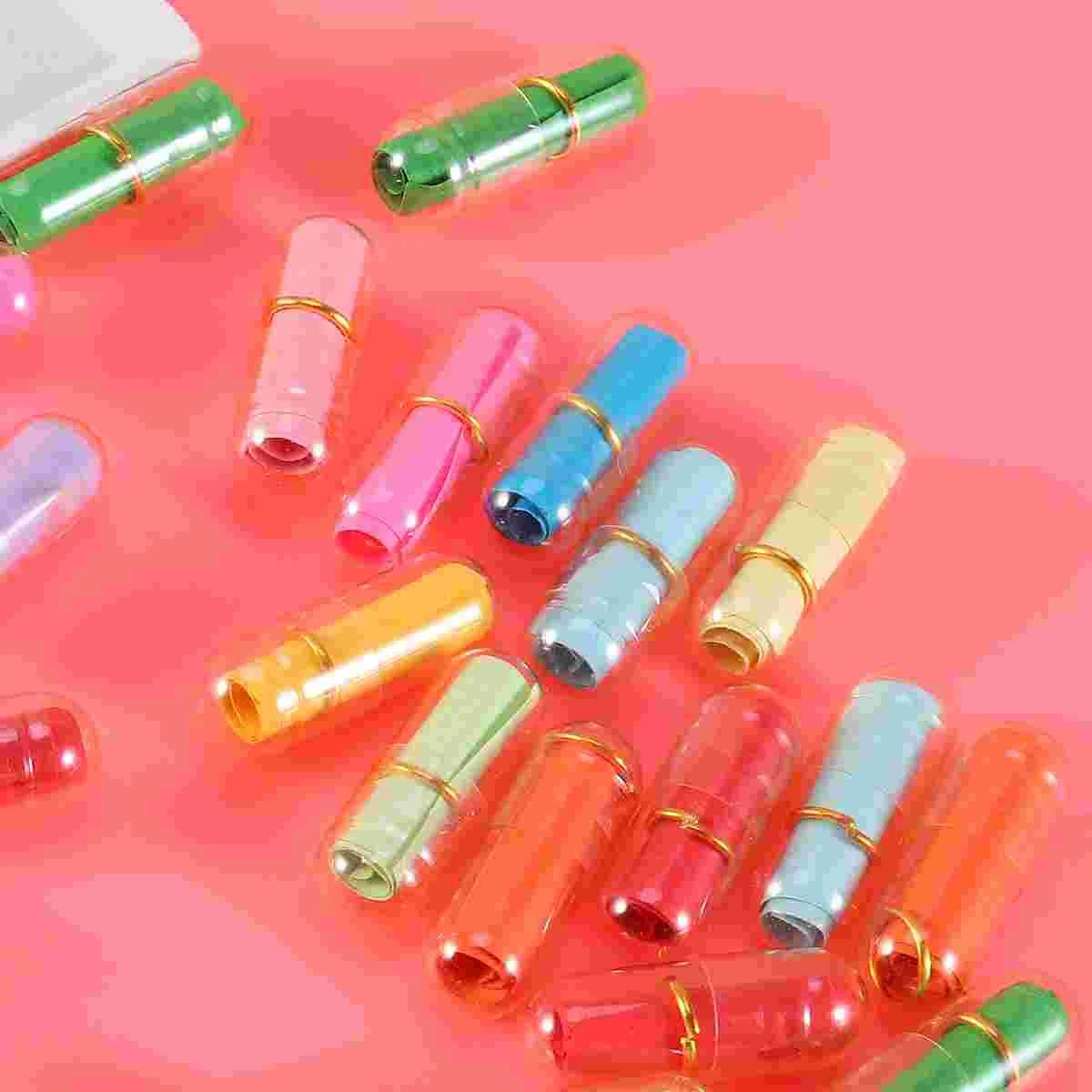 50pcs Lovely Plastic Message Bottles Clear Mini Capsule Love Friendship Wishing Bottle (Clear Bottle, Mixed Colors)