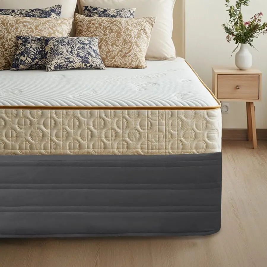 

Юбка королевского размера с 14-дюймовым падением, стеганый чехол на каркас кровати, пружинный чехол коробки, юбка с запахом, устойчивый к выцветанию DustChar