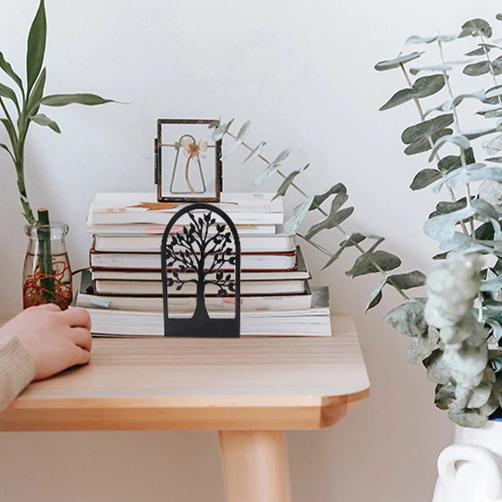 

2 Pcs Iron Bookend Decorative Holder Multi-function Accessory for Reading Creative Desktop Organizer Stand