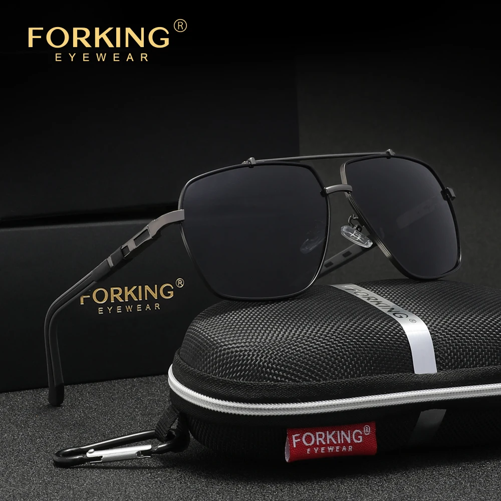 FORKING Aluminium-Magnesium Herren-Sonnenbrille Polarisiert Modische Herren-Spiegelgläser Beschichtete Brillen für Männer