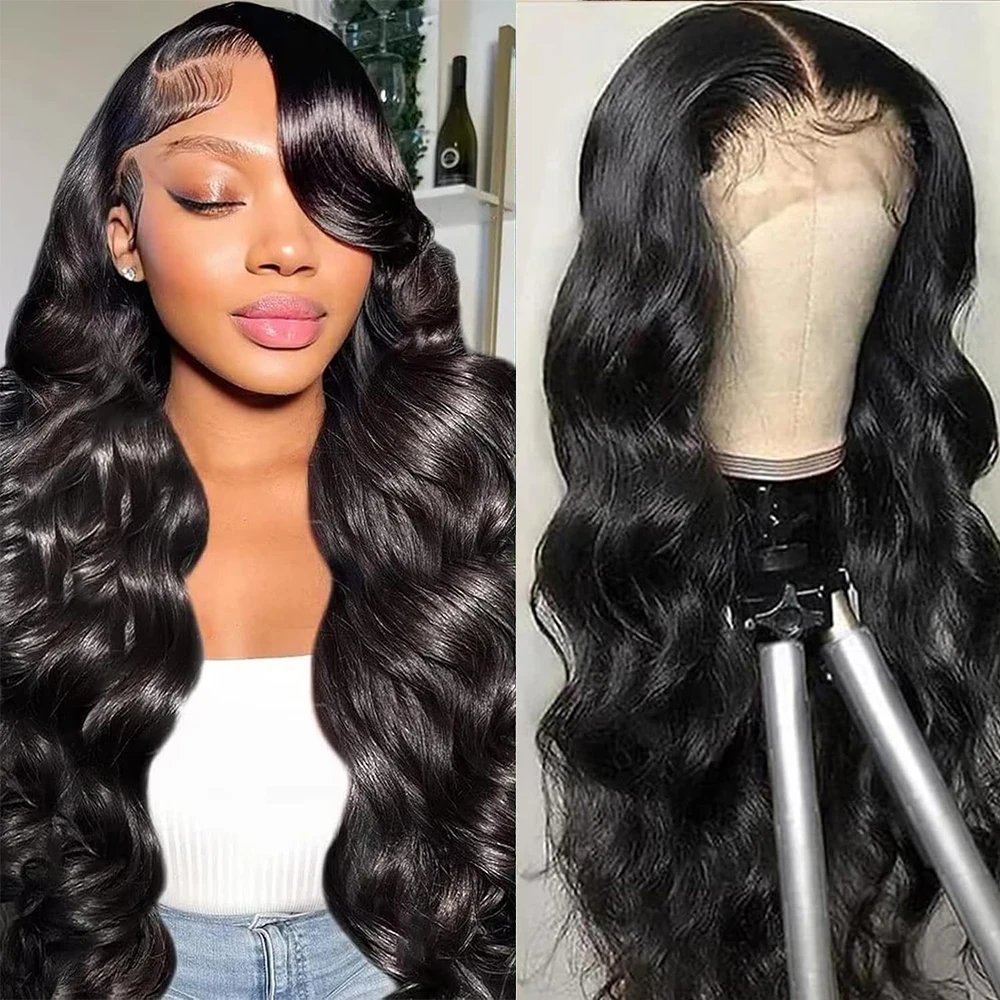 HD Transparent Straight Lace Front Wigs Human Hair Pre Plucked 13x4 Glueless Body Wave Lace Frontal Wigs For Woman