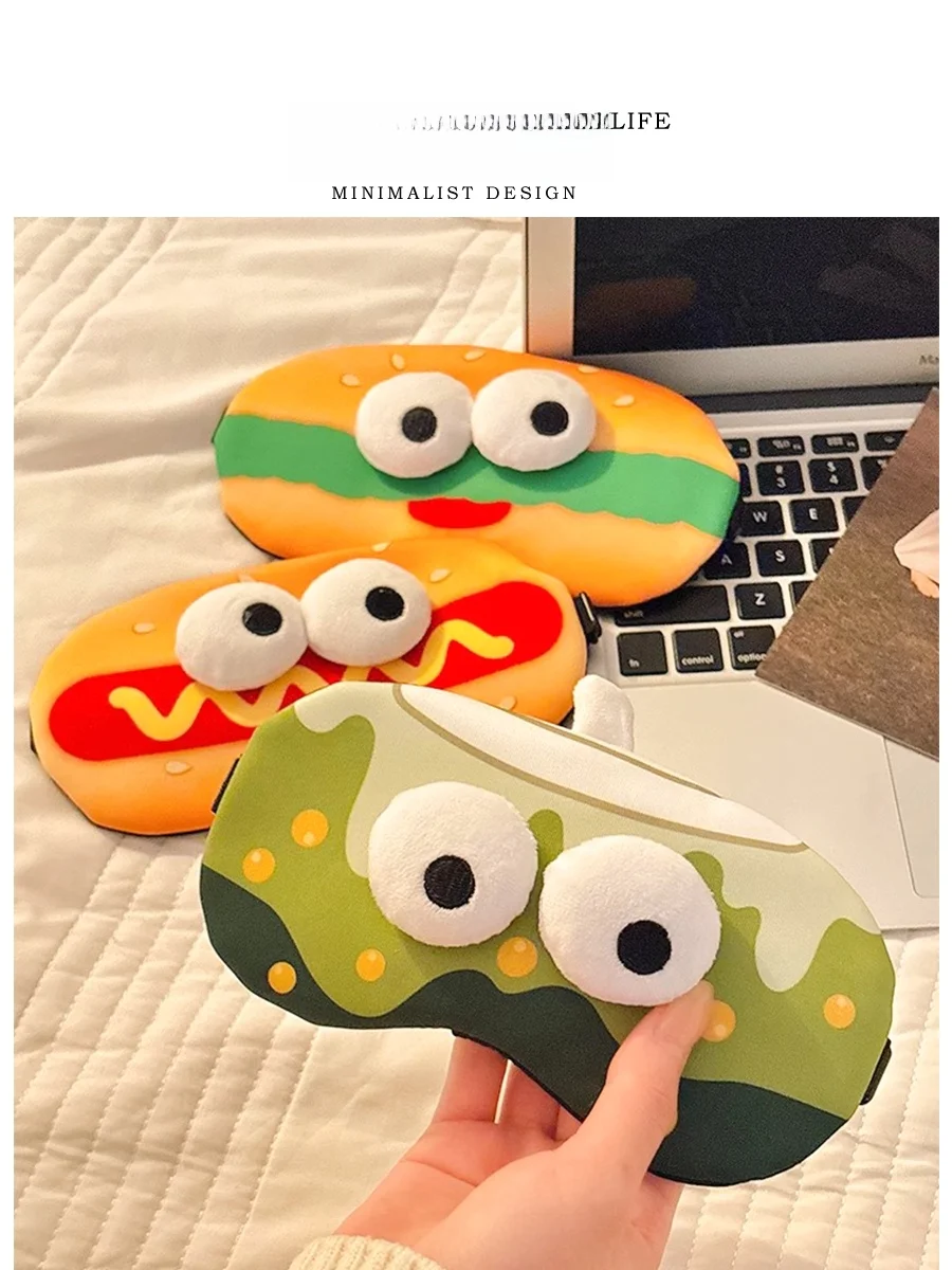 

Tlife Hambur Cute And Funny Burger Eye Mask for Sp And Nap Light Bloing Cartoon Sle Home Daily Use Eye Cover