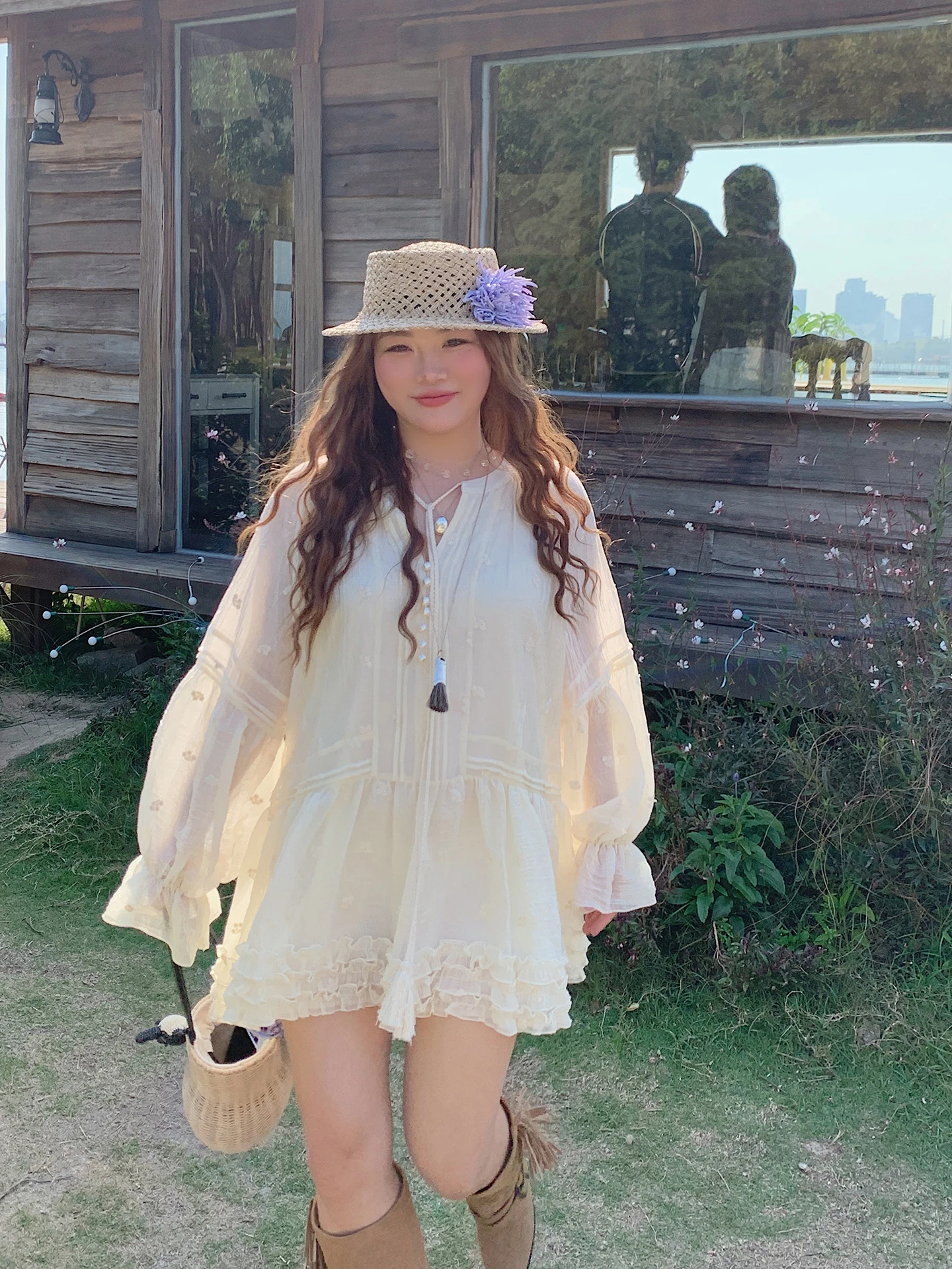 

Элегантное женское платье с цветочным кружевом, весенне-летнее, в сказочном стиле, больших размеров, свободного кроя, А-силуэт