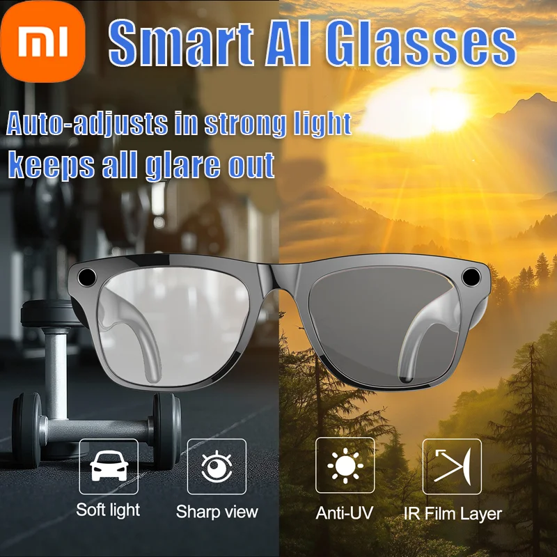 Xiaomi 2026 New AI Glasses with 100MP Camera Voice Control Bluetooth Audio AR Color-Shifting Display GPT-Powered Assistant