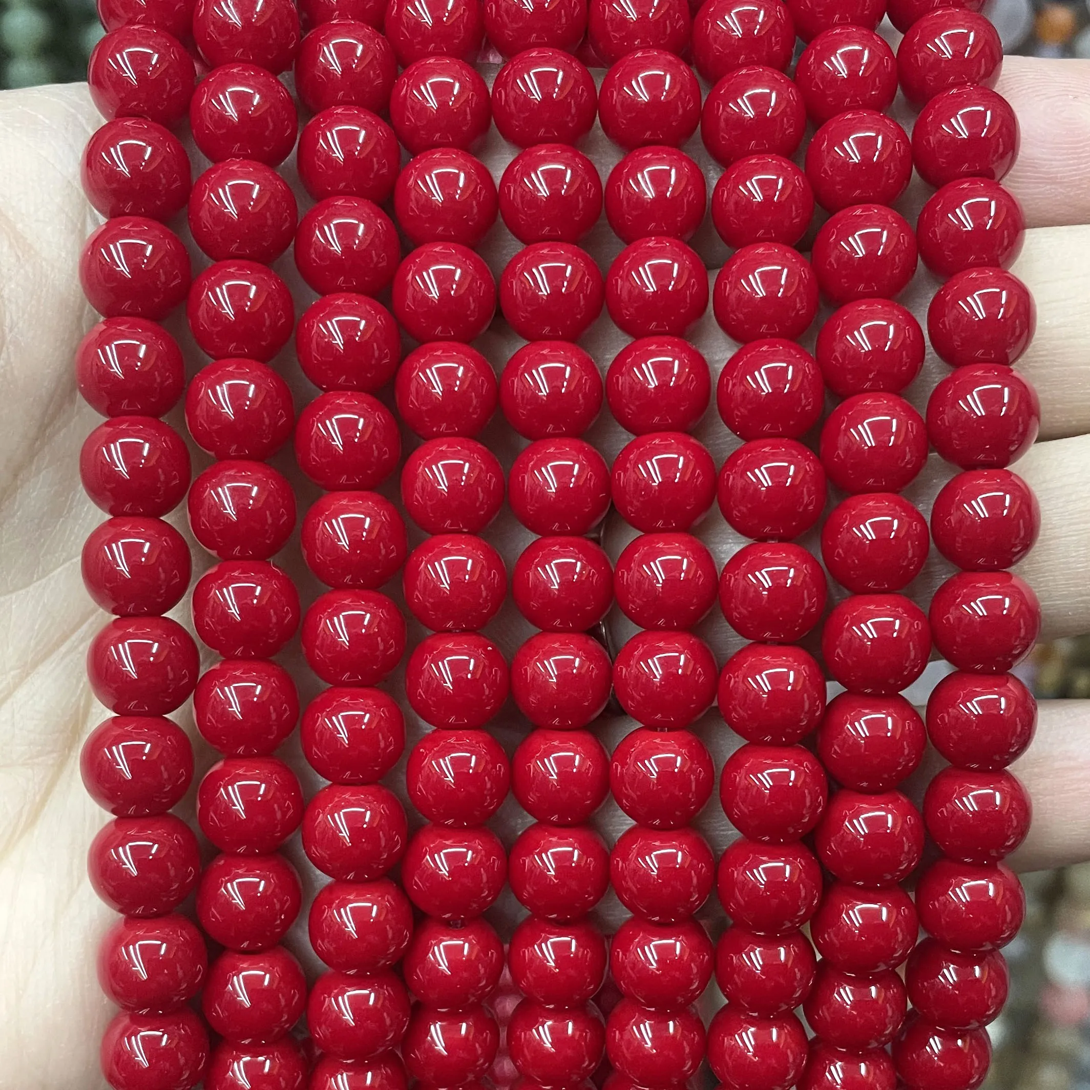 4 6 8 10 12 مللي متر الحجر الطبيعي المرجان الأحمر فضفاض الجولة خزر عازل لصنع المجوهرات سوار ذاتي الصنع إكسسوارات عقد #4