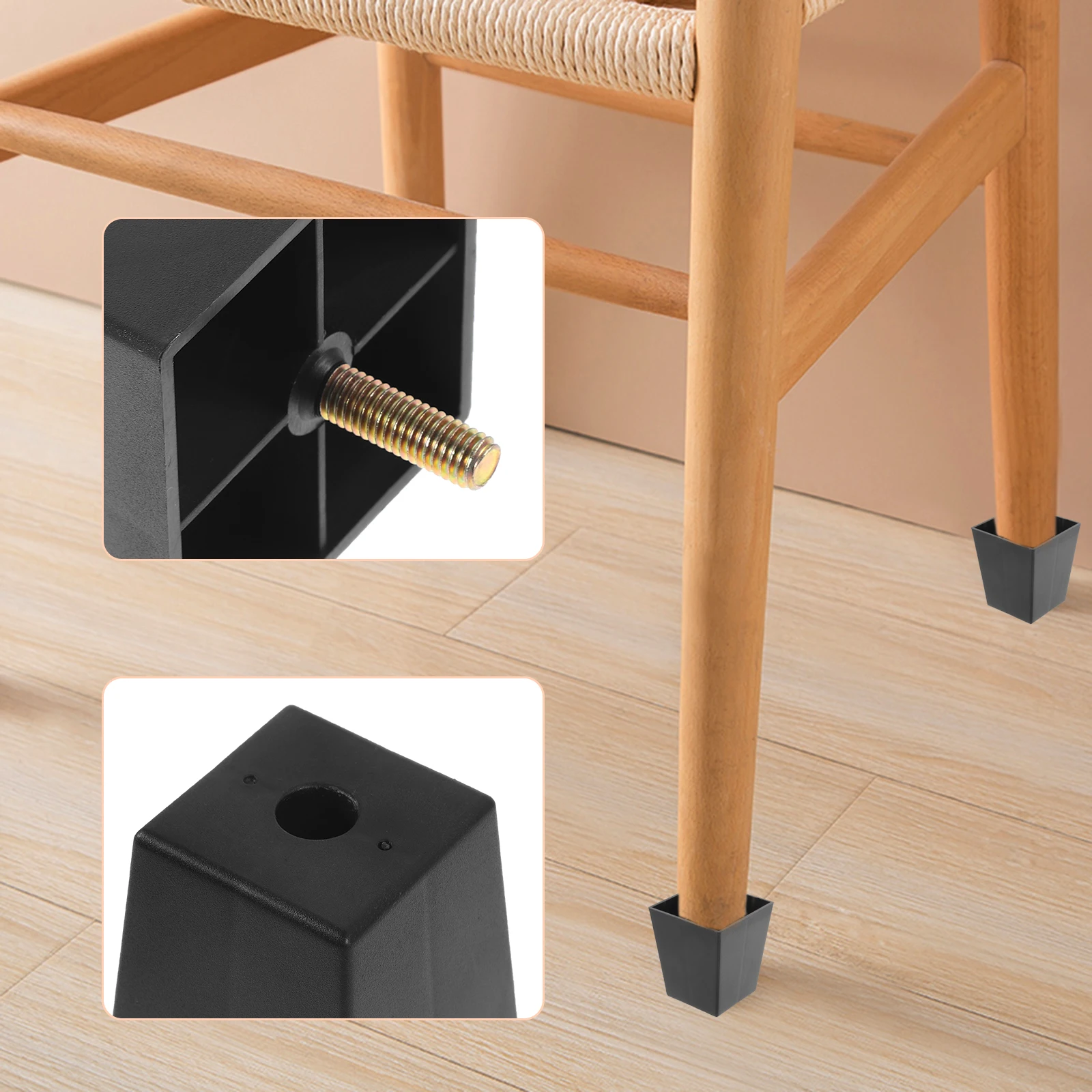 

4pcs 8cm High Square Sofa Feet Furniture Legs Plastic Chair Table Desk Durable Stable Anti Slip Easy Install Zinc Alloy