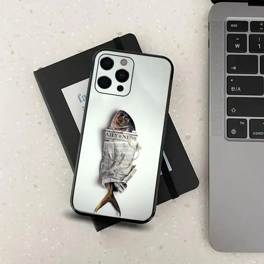 Fish Sardines Art Phone Case For Apple iPhone 15,14,13,12,11,Pro,X,XS,Max,XR,Plus,Mini Soft Black Cover image 2
