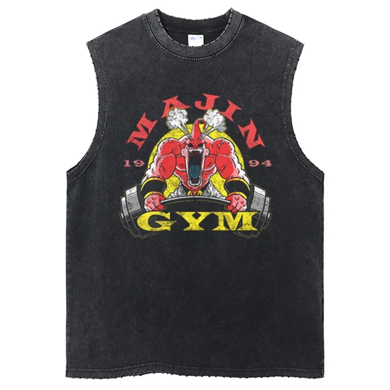 Streetwear Gym Sleeveless Tshirt Vintage Sports Tank Tops Sleeveless Dragon Ball Anime Graphic Harajuku Cotton Vest T-Shirts