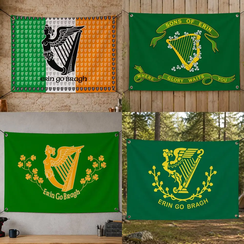 Irish I-Irish Harp Erin Go Bragh Flags Flag Banner for Bedroom Dorm Party Home Living Room Game Room Gift