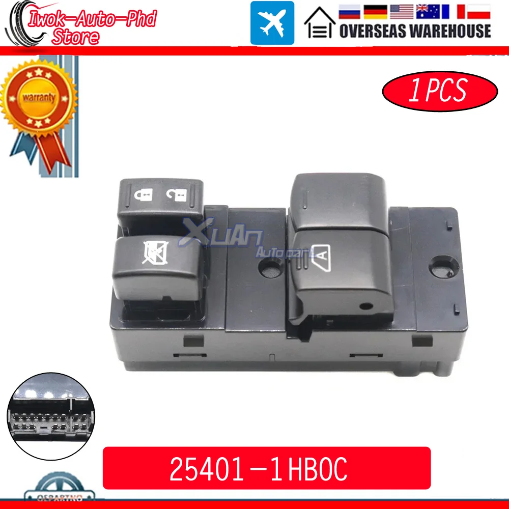 

25401-1HB0C Left Driver Power Window Switch For NISSAN SUNNY VERSA 2012 NOTE 2014-2016 MICRA K13 2010-2018 25401-3BB0C