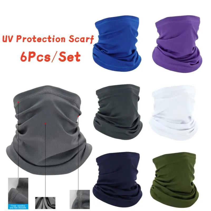 

6 Pcs Summer UV Protection Cooling Neck Gaiter Face Clothing Neck Gaiter Scarf Sunscreen Breathable Bandana For Camping Hiking