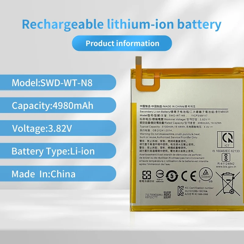 SWD-WT-N8 4980mAh Replace the battery Applicable to Samsung Galaxy Tab A 8.0 2019 SM-T290