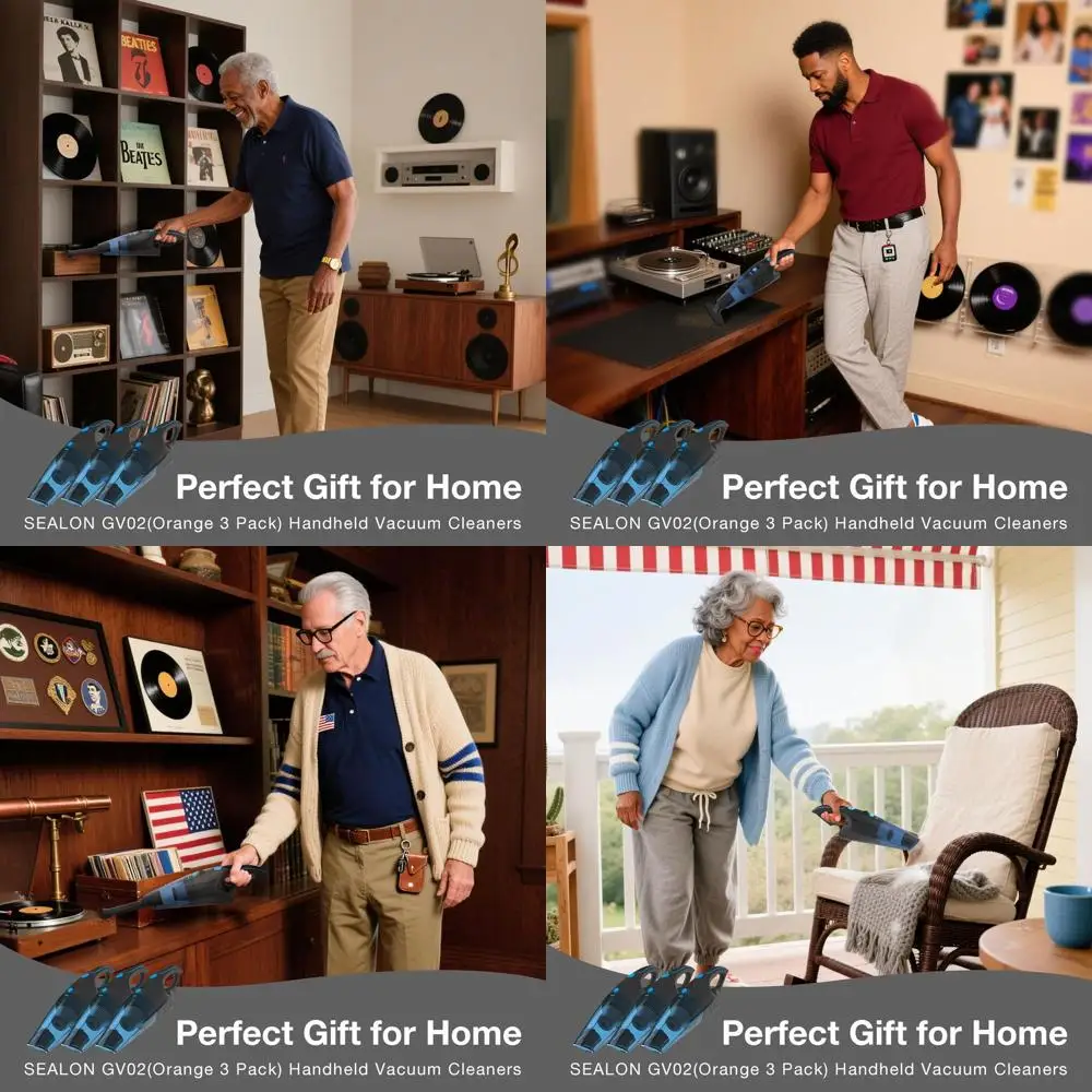 Krachtige oplaadbare handstofzuiger met LED-licht, 10KPa zuigkracht en multitool voor auto, thuis, kantoor, huisdieren (blauw