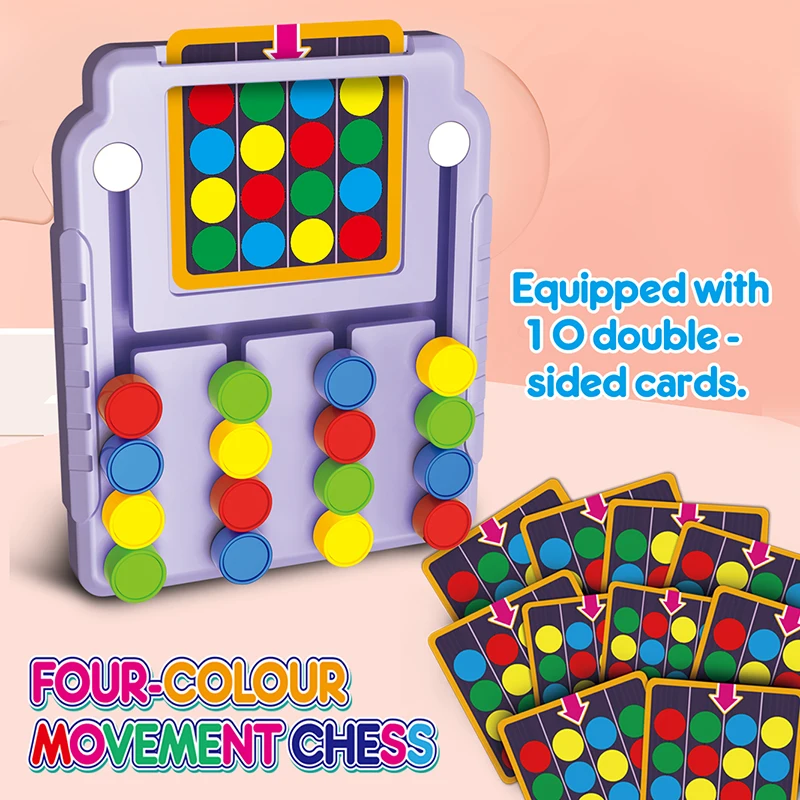 Four-Color Positioning Chess Board Game for Children, Logical Thinking Training, Hand-Eye Coordination, Color Recognition, Matching, Montessori Early Education Educational Toys