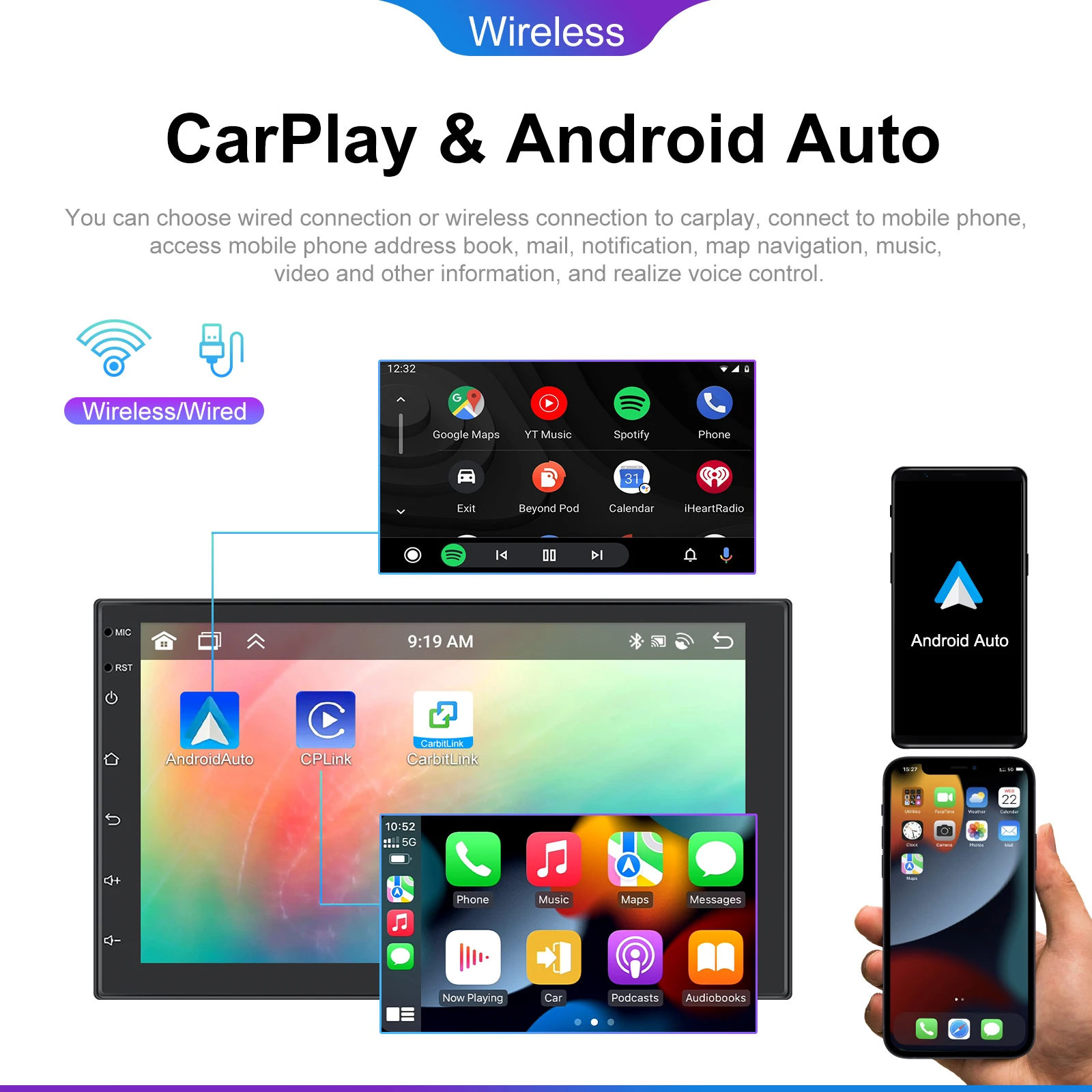 LeeKooLuu Android 13 Car Radio 2 Din GPS Navigation Multimedia Player Wireless Carplay Android Auto for VW Nissan Toyota Ford