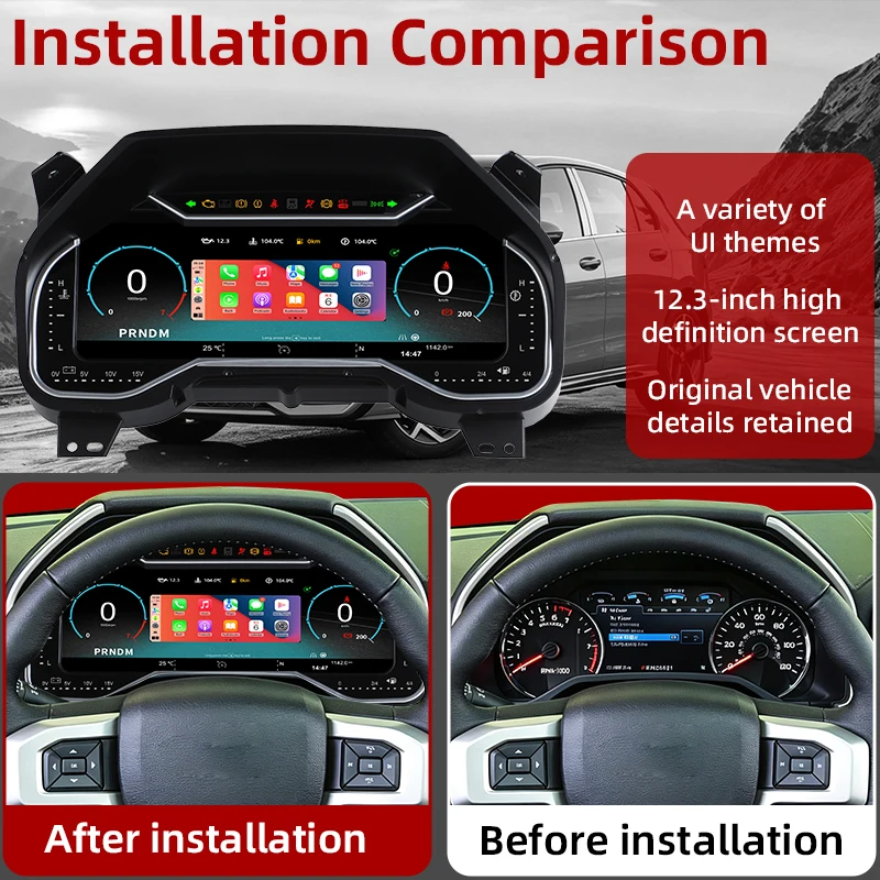 Digital Instrument Cluster For Ford F-150 2015-2020 Speedometer,Dashboard,Cockpit Virtual Instrument 12.3' Full LCD IOS CarPlay