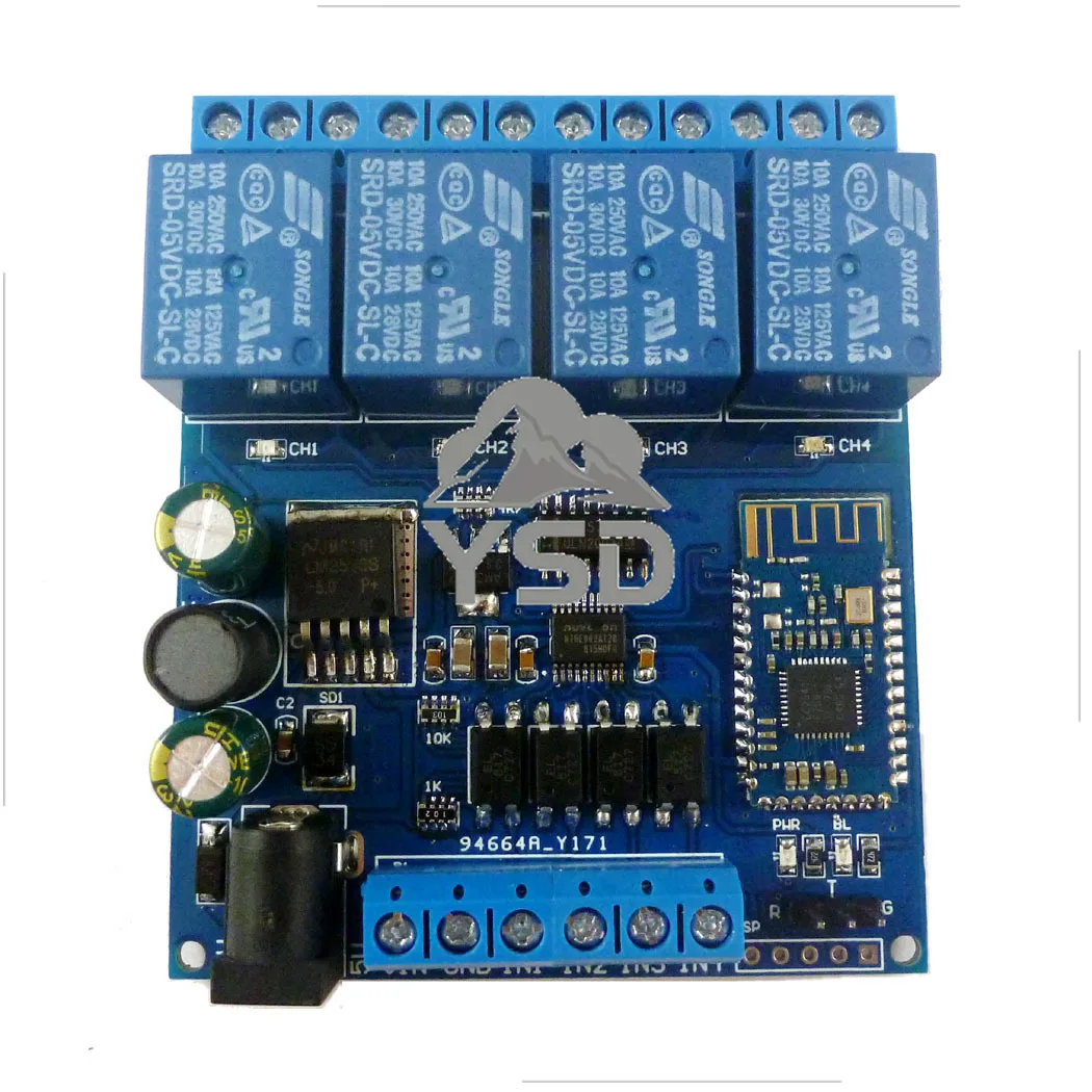 Android 4-channel multi-function Bluetooth relay controller mobile phone remote control motor LED lighting