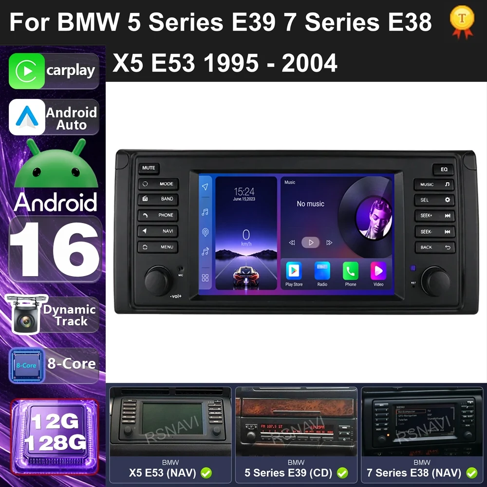 Car Radio Android 16 For BMW 5 Series E39 7 Series E38 X5 E53 1995-2004 carplay auto dsp bt 4g