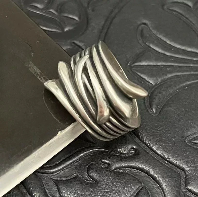 

S925 sterling silver retro iris ring men's and women's personality niche hip-hop domineering ring classic