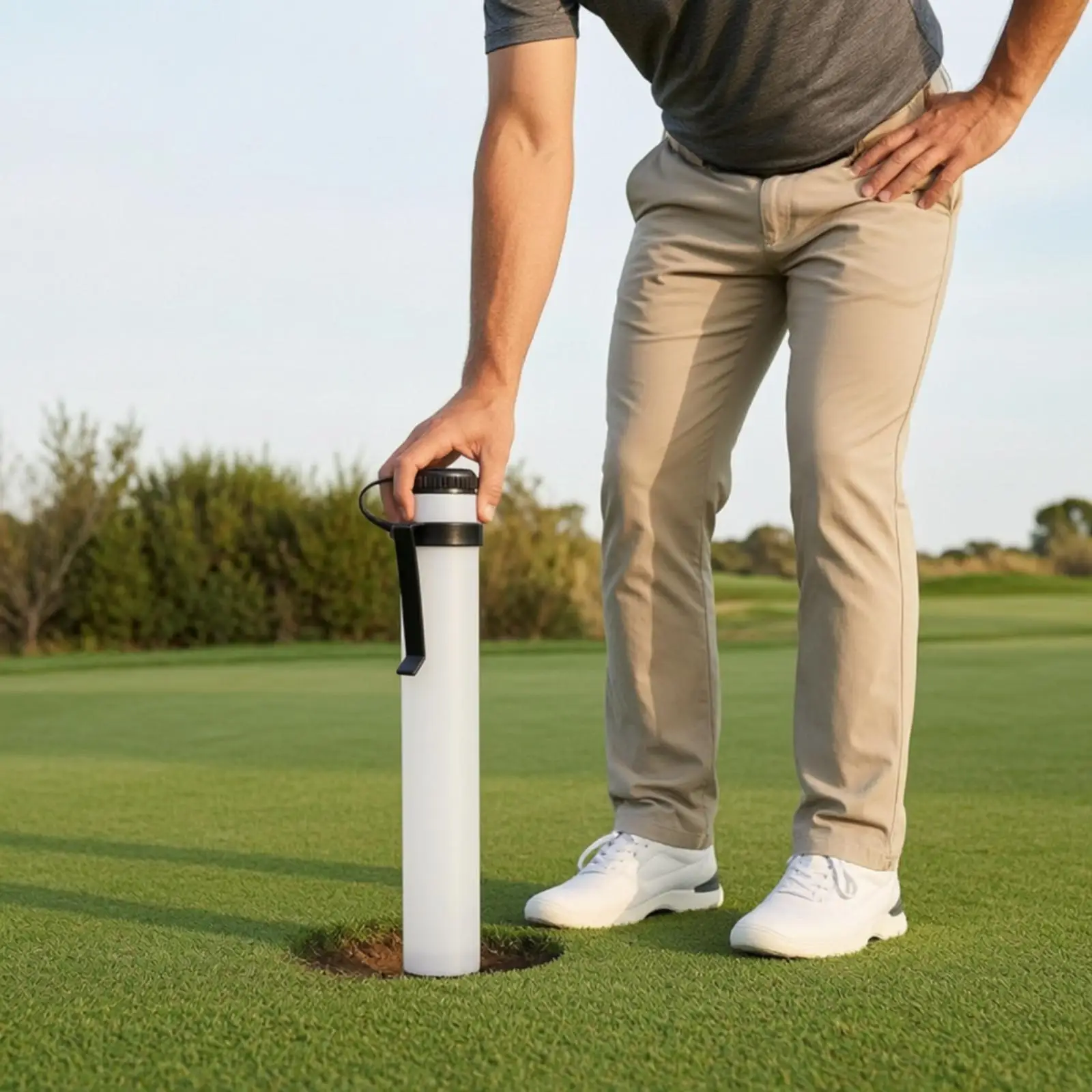 Sand Bottle for Golf Course Repair Portable Cylinder Dispenser with Clip Attachable to Cart or Bag for Golfer Tools