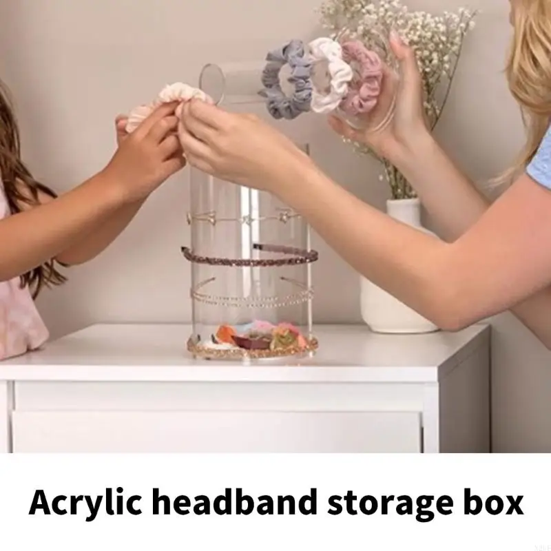 N2UE Acrylic Hair Accessory Display Box Multifunctional Clear Hairband Storage Case for Organizing Headbands and Accessories