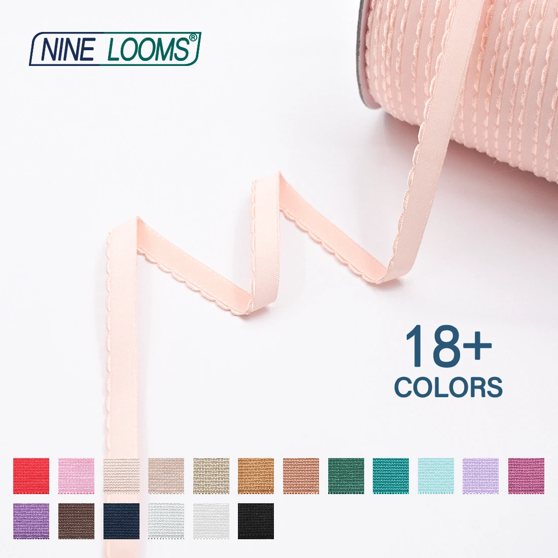 NINE LOOMS Picot BH-Träger, Gummibänder, 3/8 Zoll, 1/2 Zoll, 5/8 Zoll, 10 mm, 13 mm, 15 mm, Plüsch-Schulterband, Dessous-Nähbesätze, 50 100 Yard per Spule – Detail 6