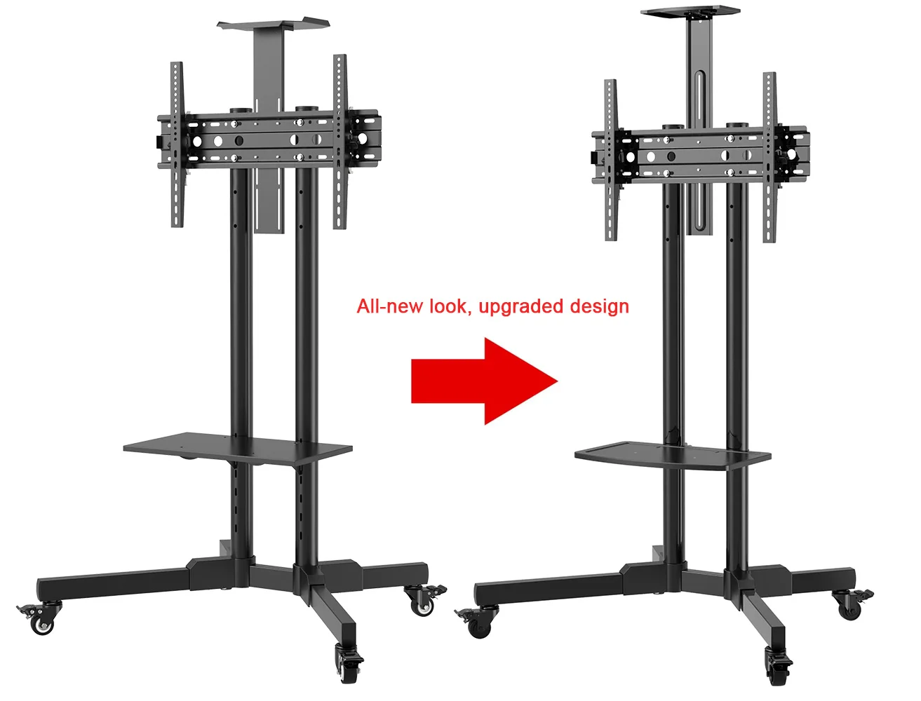 CONTUO New Design Portable Adjustable Mobile Tv Sand Cart Trolley Stand Rotating TV Trolley Rotating Tv Cart