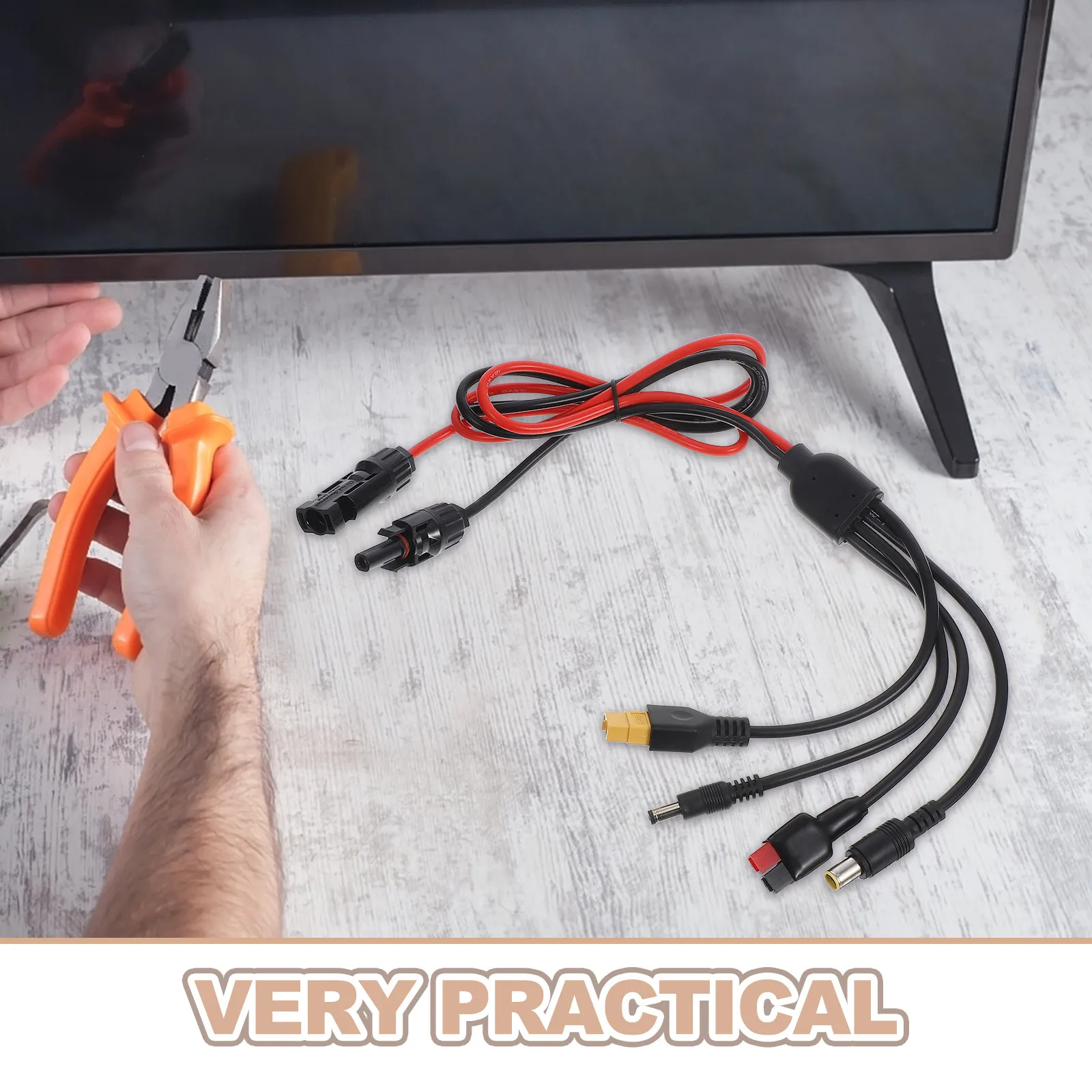 Waterproof Solar Panel Connector Cable For Rv Solar System Outdoor Camper Dc Adapter Compatible Dc7909