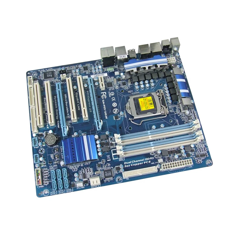 تستخدم GA-P55-UD3R P55-UD3R اللوحة الأم الأصلية DDR3 LGA 1156 دعم I3 I5 i7 وحدة المعالجة المركزية 16GB USB2.0 VGA HDMI P55 سطح المكتب اللوحة الأم