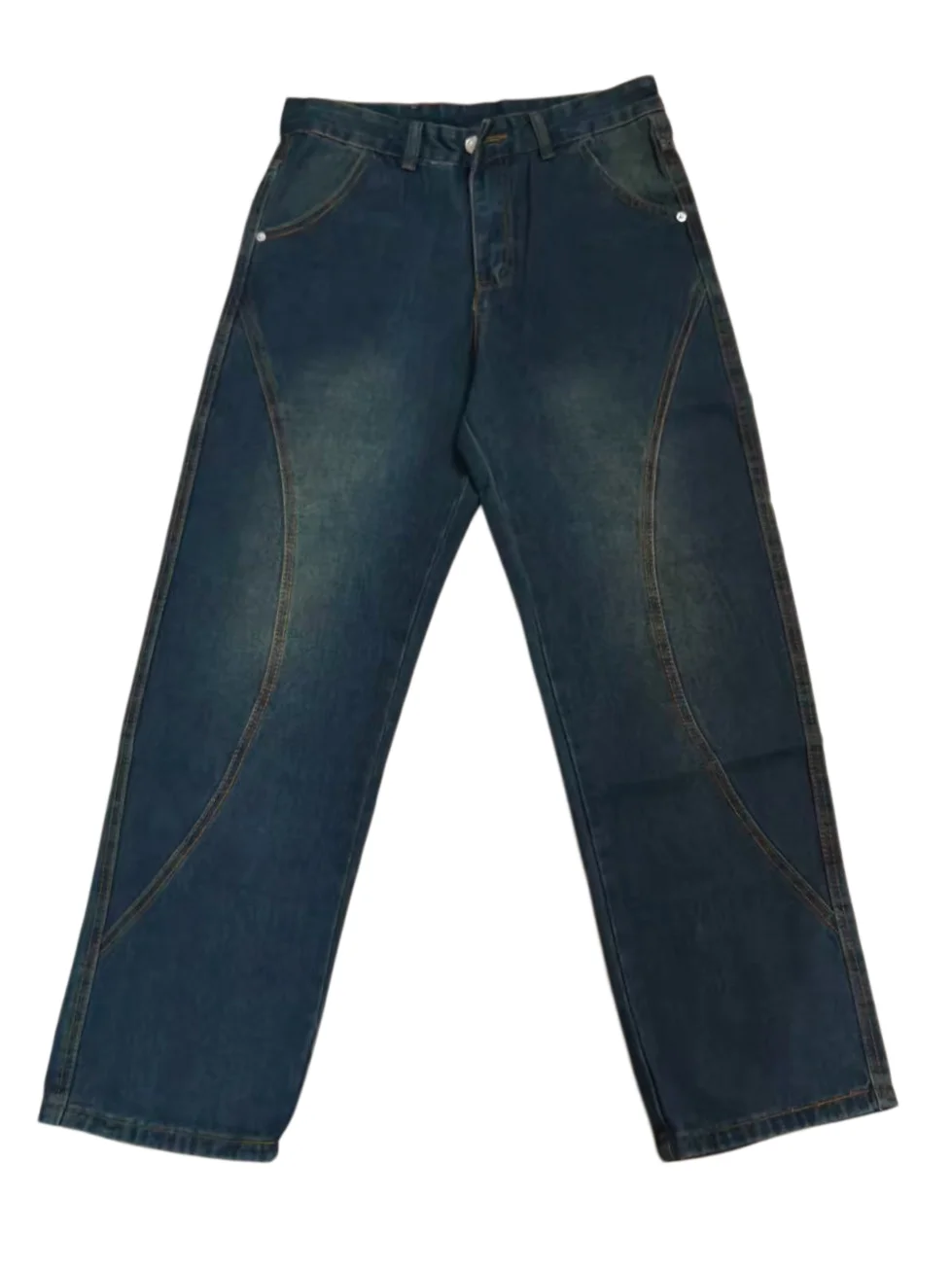 

Cleanfit American High Street Men's Casual Loose Straight Leg Jeans Daily Commute Casual Pants Splice Design Sensation