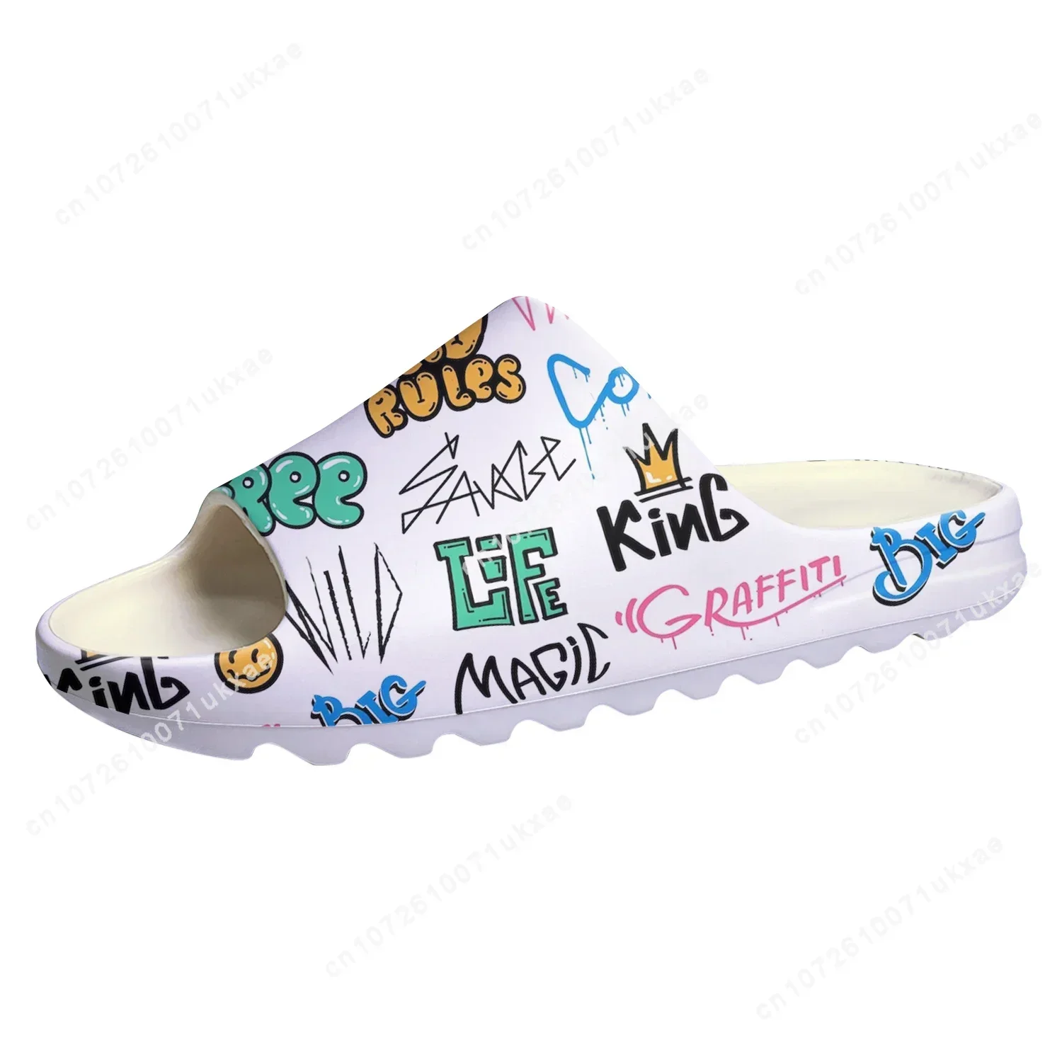 Street Art Graffiti Soft Sole Sllipers Home Clogs Customized Step on Water Shoes Mens Womens Teenager Step in Sandals