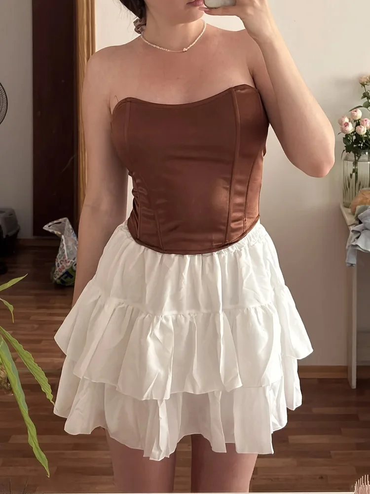 Fishbone Fashion Splicing Abdominal Wrapping Chest Vest for Women's Ins Summer European and American Slim Fit Short Waist Top