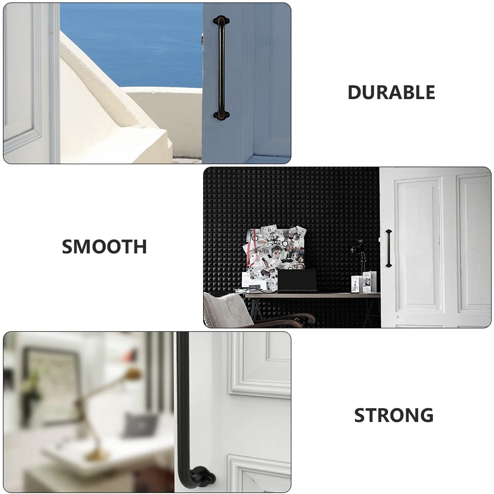 

Black Pull Barn Garage Handle Carbon Steel Anti-Rust Matte Finish Sliding Door Handle For Kitchen Pantry Closet Interior Door
