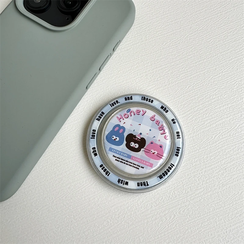 

Griptok Stand For iPhone 15 Foldable Wireless Charging Case Holder Ring Korean Cute Cartoon For Magsafe Magnetic Phone Grip Tok