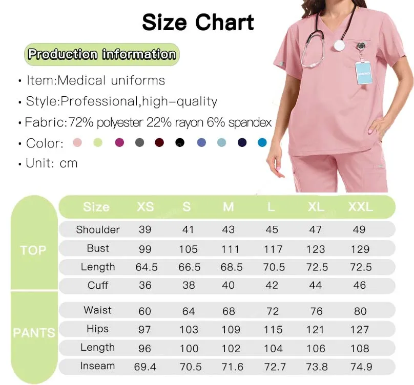Hot Sale Anti Wrinkle Scrubs Workwear Washable Soft Fabric Nurse Hospital Uniforms Medical Scrubs Top Pants Jogger Scrubs Sets