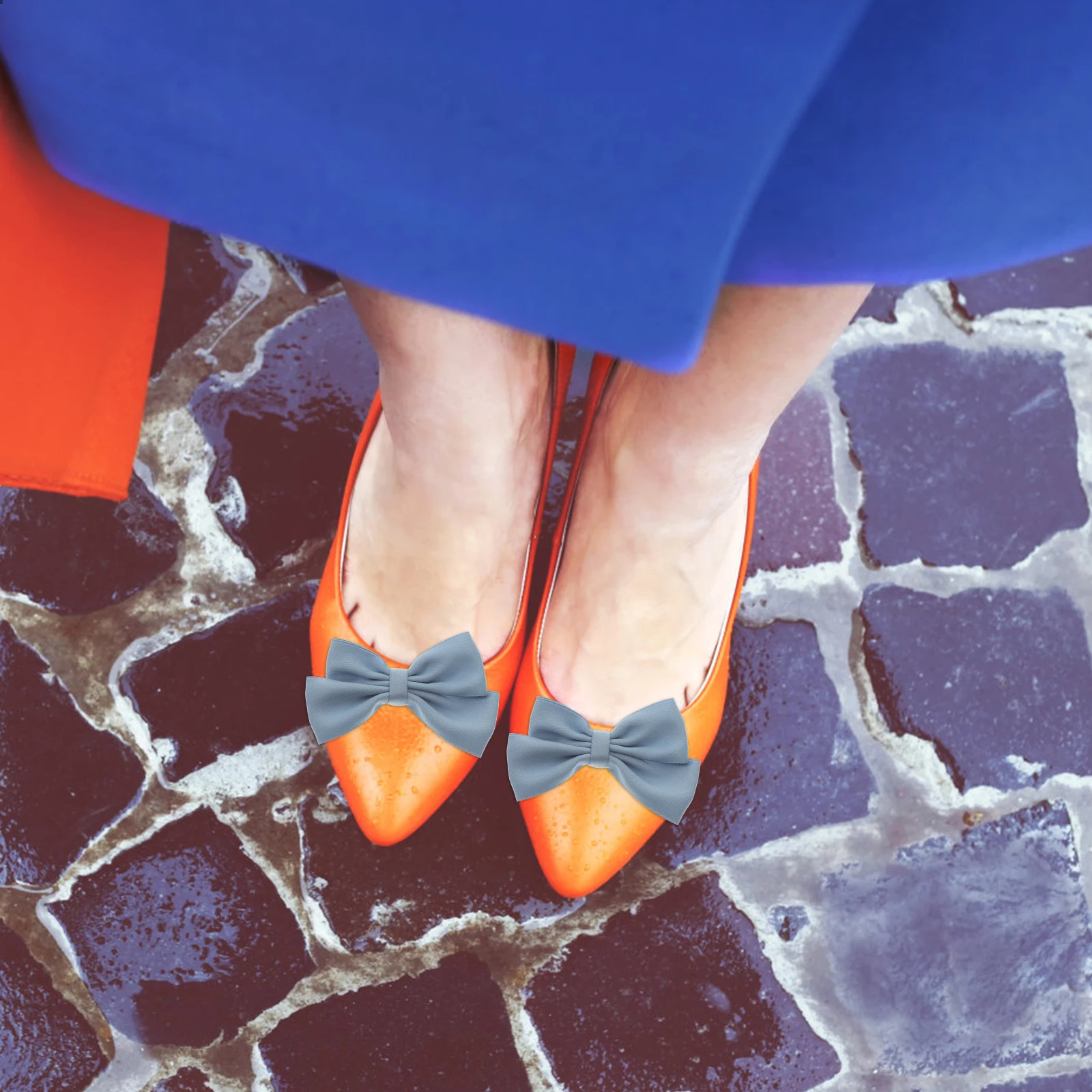 

2pcs Fancy Bow Shoe Clips for Women Bridal Wedding Decorative Accessories Flat Heels Cloth Buckle Shoe Jewelry