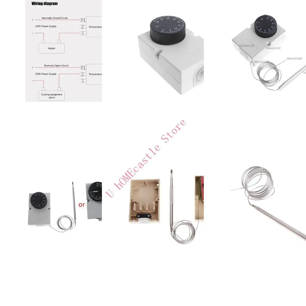 63HF Gauges Meter AC220V 0-40℃ Temperature Switch Capillary Thermostat Controller