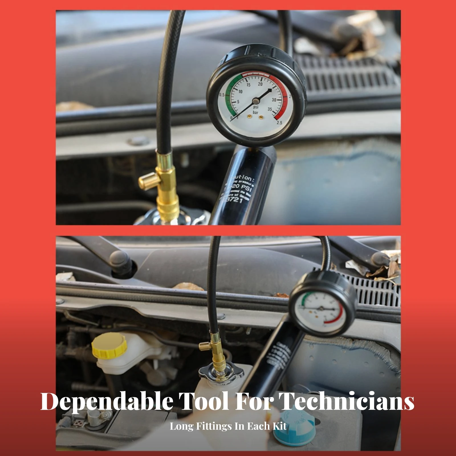 28 Pieces Cooling System Pressure Tester Kit Heavy-Duty Coolant System Leak Tester Kit Tool Airtight High-Strength for Mechanics