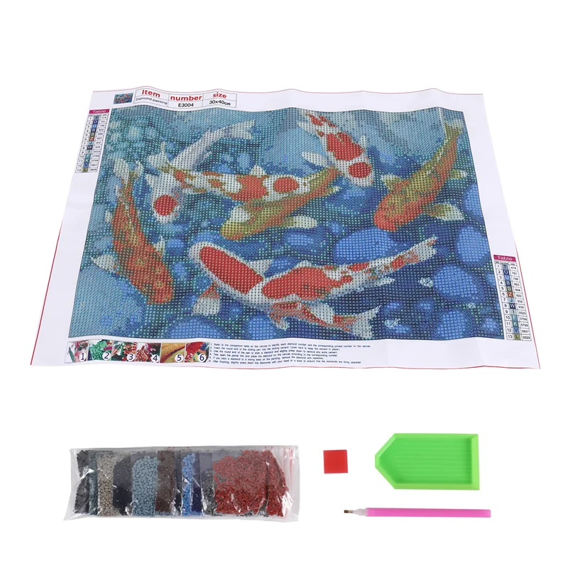 GOOD-DIY เย็บปักถักร้อยเพชรปลาคาร์พ Koi ปลาเพชร 5D ภาพวาดเพชรเต็มรูปแบบ Stitch Cross ชุดตกแต่ง Rhinestone