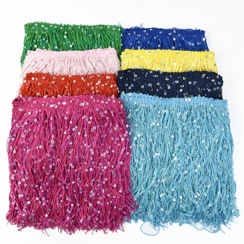 

1/2/3/5Meters 20cm Sequin Tassel Fringe for Curtain Latin Dress Lace Trim Stage Garment Trimming DIY Clothes Sewing Accessories