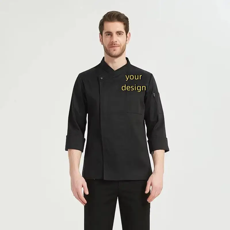 Autumn Winter Catering Chef Long Sleeved Workwear Printed With Logo Baking Restaurant Cafeteria Kitchen Clothes Jacket