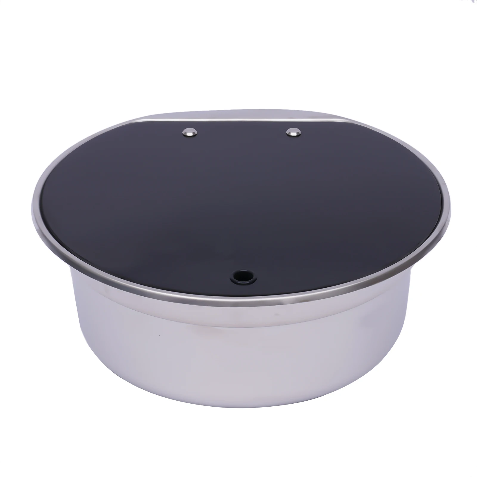 Lavello rotondo per camper, lavello in acciaio inossidabile da 16,06 x 5,9 pollici con rubinetto e coperchio in vetro, lavabo a vasca singola per camper e roulotte